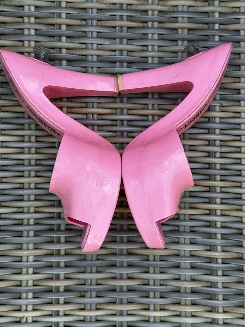 Melissa + Jeremy Scott Pink Barbie Shoes 6 37 Blowup Heels Slides Sandals - Picture 4 of 14